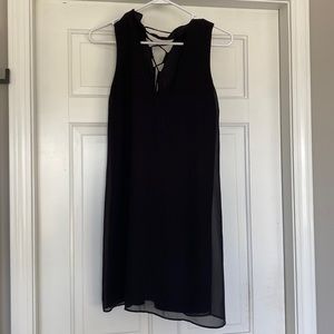 Black collared neck dress